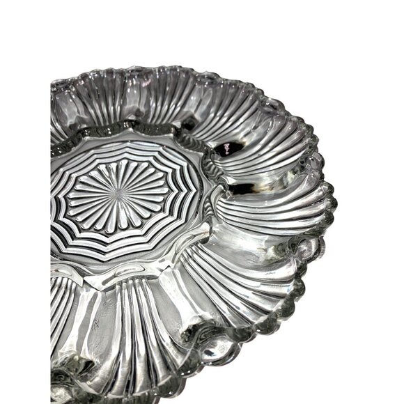 Clear Glass Deviled Egg Plate Dish Scalloped Rim - Picture 8 of 8